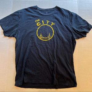 Golden State Warriors Navy DISTRESSED T-Shirt XL Tee THE CITY Soft Cotton Adidas